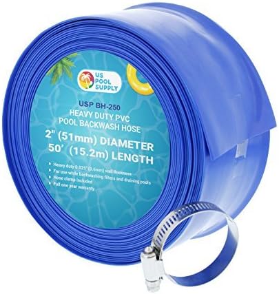 U.S. Pool Supply Pool Backwash Hose 2" x 50', Pool Pump Drain Hose Clamp